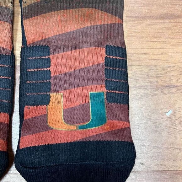 Strideline Mens Miami Hurricanes Chain Crew Socks, Green, One Size - Picture 3 of 9